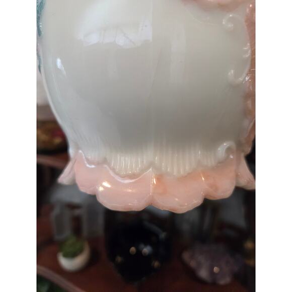 Antique Dithridge Milk Glass Rose Pitcher 8" EAPG Hand Painted Victorian 1800s - Picture 9 of 10